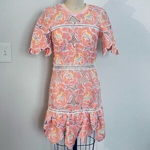 SAYLOR Floral Lace Mini Dress in Pink and White